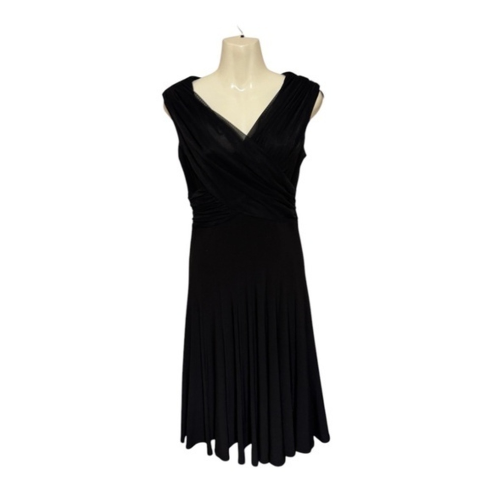 Frank Lyman Womens Dress Fit and Flare Sleeveless Black Knee Length V-Neck SZ 8
